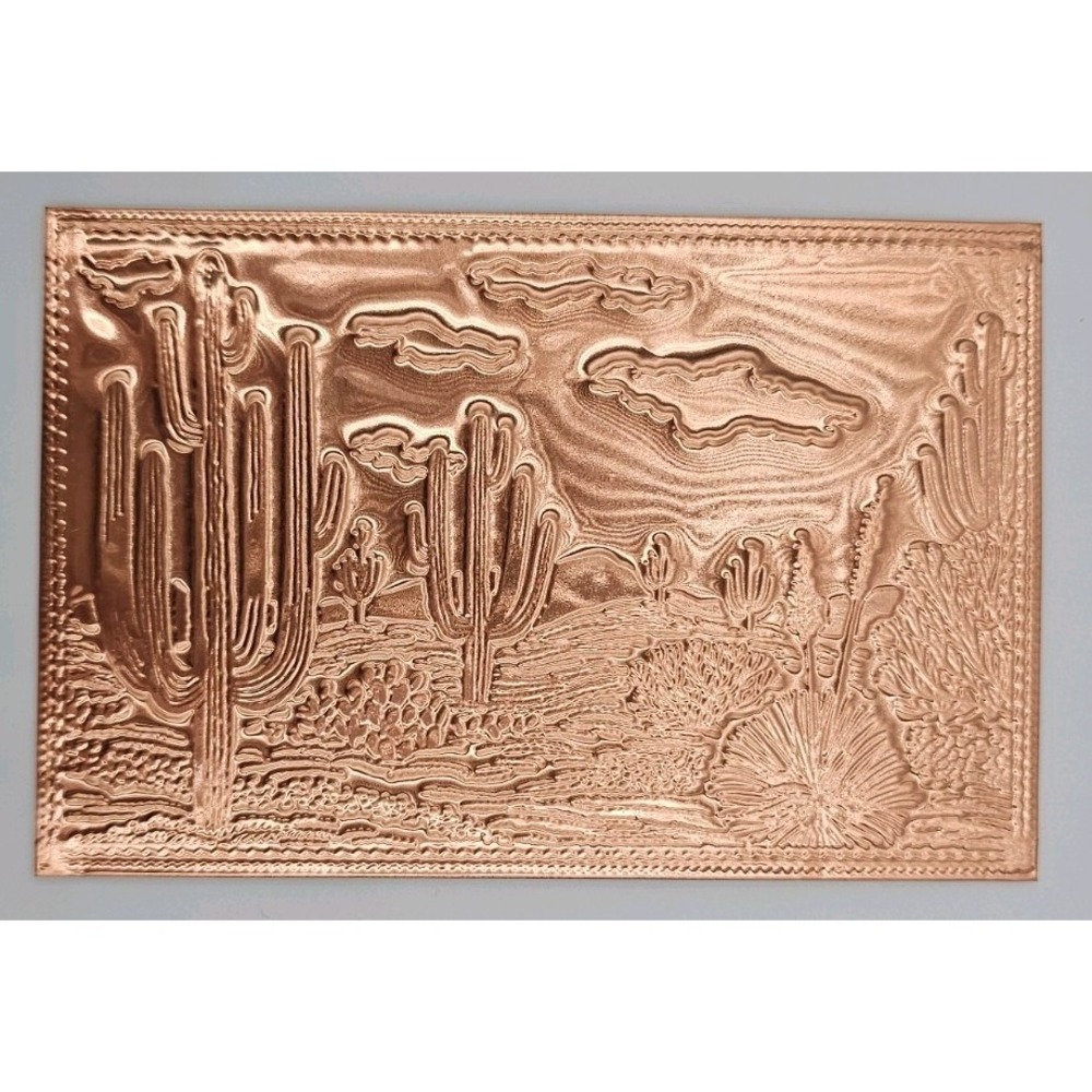Vintage Kopper Kard SAGUARO CACTUS Engraved/Embossed Copper Postcard/Art